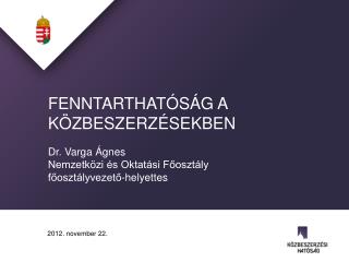 FenntarthatósáG A közbeszerzésEKBEN