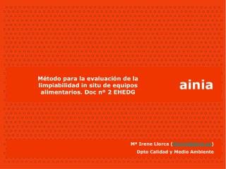 Método para la evaluación de la limpiabilidad in situ de equipos alimentarios. Doc nº 2 EHEDG