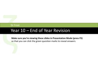 Year 10 – End of Year Revision