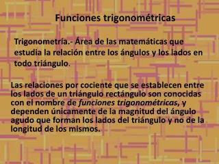 Funciones trigonométricas