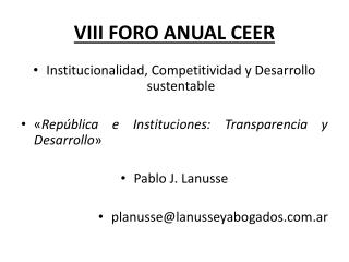 VIII FORO ANUAL CEER