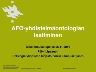 AFO- yhdistelmäontologian laatiminen