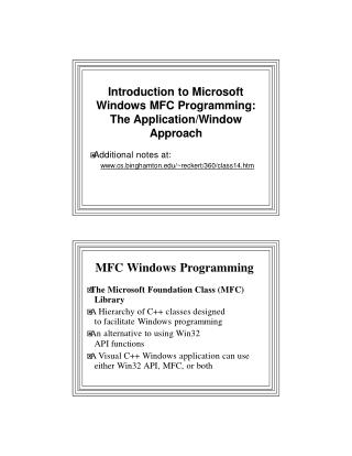 MF C Window s Programming � Th e Microsof t Foundatio n Clas s (MFC) Library