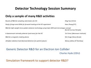 Detector Technology Session Summary