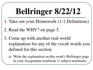 Bellringer 8/22/12