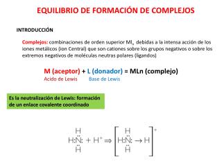 EQUILIBRIO DE FORMACIÓN DE COMPLEJOS
