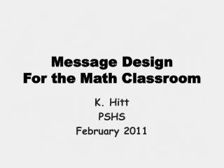 Message Design For the Math Classroom
