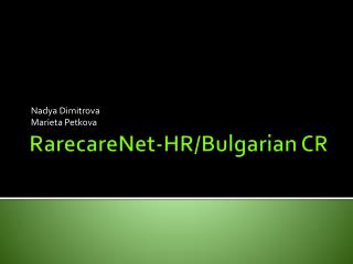 RarecareNet -HR/Bulgarian CR