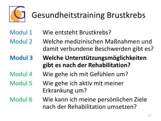 Gesundheitstraining Brustkrebs