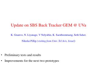 Update on SBS Back Tracker GEM @ UVa