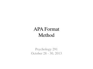 APA Format Method