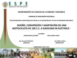 DEPARTAMENTO DE CIENCIAS DE LA ENERGÍA Y MECÁNICA CARRERA DE INGENIERÍA MECÁNICA