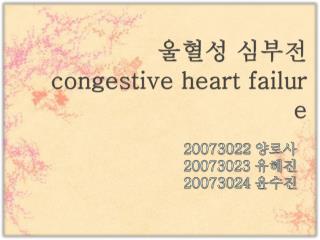 울혈성 심부전 congestive heart failure