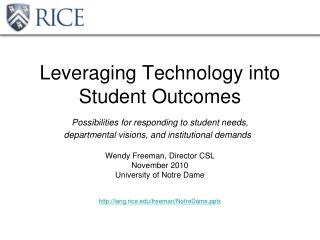 Leveraging Technology into Student Outcomes