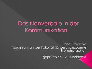 Das Nonverbale in der Kommunikation