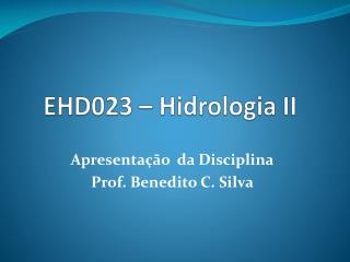 EHD023 – Hidrologia II