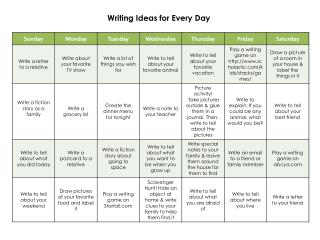 Writing Ideas for Every Da y