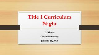 Title 1 Curriculum Night