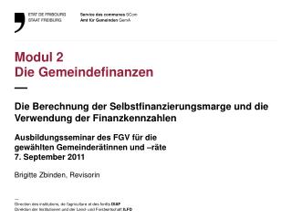 Modul 2 Die Gemeindefinanzen —