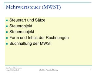 Mehrwertsteuer (MWST)