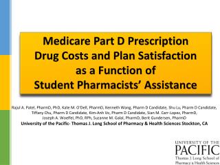 Medicare Part D Prescription Drug Costs and Plan Satisfaction as a Function of