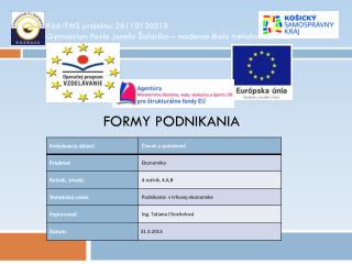Formy podnikania