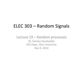 ELEC 303 – Random Signals