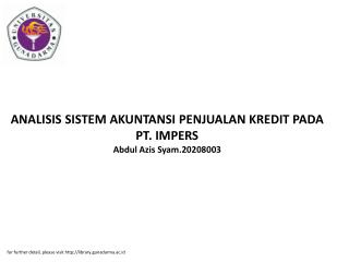 ANALISIS SISTEM AKUNTANSI PENJUALAN KREDIT PADA PT. IMPERS Abdul Azis Syam.20208003