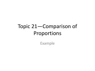 Topic 21—Comparison of Proportions