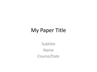 My Paper Title