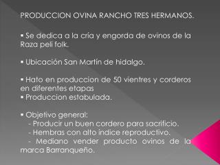 PRODUCCION OVINA RANCHO TRES HERMANOS.