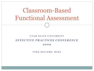 Classroom-Based Functional Assessment