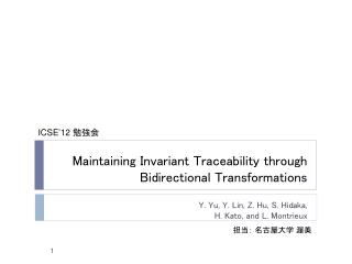 Maintaining Invariant Traceability through Bidirectional Transformations