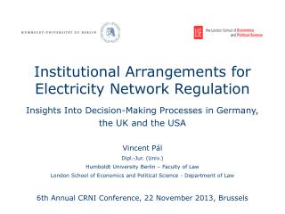 Institutional Arrangements for Electricity Network Regulation