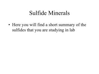 Sulfide Minerals