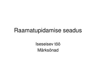 Raamatupidamise seadus