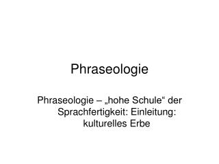 Phraseologie