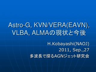 Astro -G, KVN/VERA(EAVN), VLBA, ALMA の現状と今後