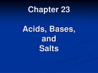 Chapter 23 Acids, Bases, and Salts