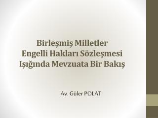 Birleşmiş Milletler Engelli Hakları Sözleşmesi Işığında Mevzuata Bir Bakış