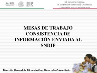 MESAS DE TRABAJO CONSISTENCIA DE INFORMACIÓN ENVIADA AL SNDIF