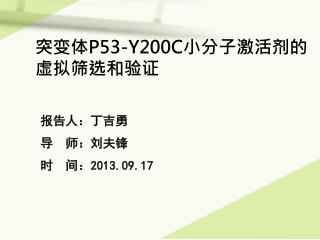 突变体 P53-Y200C 小分子激活剂的虚拟筛选和验证