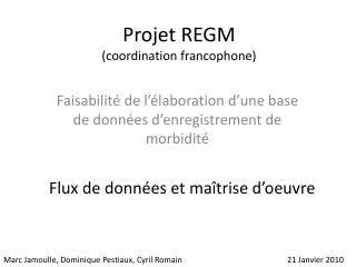 Projet REGM (coordination francophone)