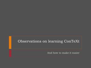 Observations on learning ConTeXt