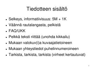 Tiedotteen sisältö