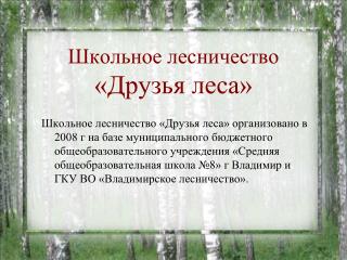Школьное лесничество «Друзья леса»