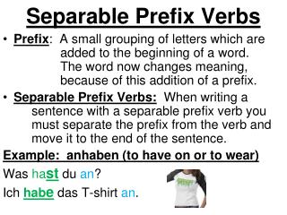 Separable Prefix Verbs