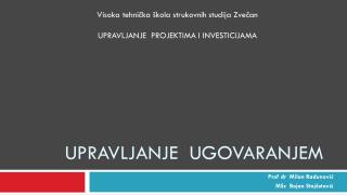 UPRAVLJANJE UGOVARANJEM