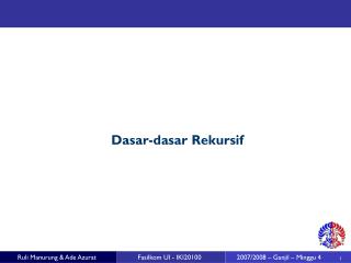 Dasar-dasar Rekursif