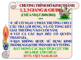 1, 2, 3 GIĂNG &amp; GIUĐE (CHÚA NHẬT 20/01/2012) ***